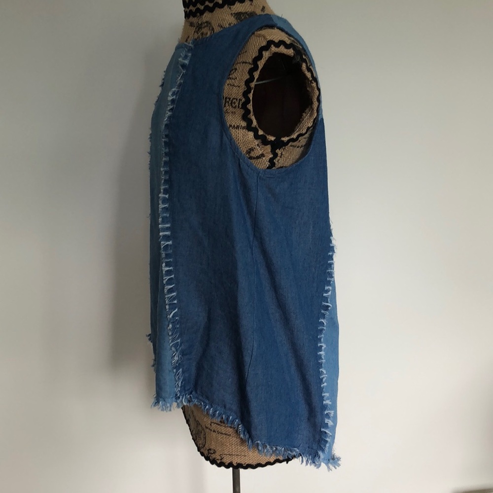 Chambray Tank Top With Open Back - Size S - image 3